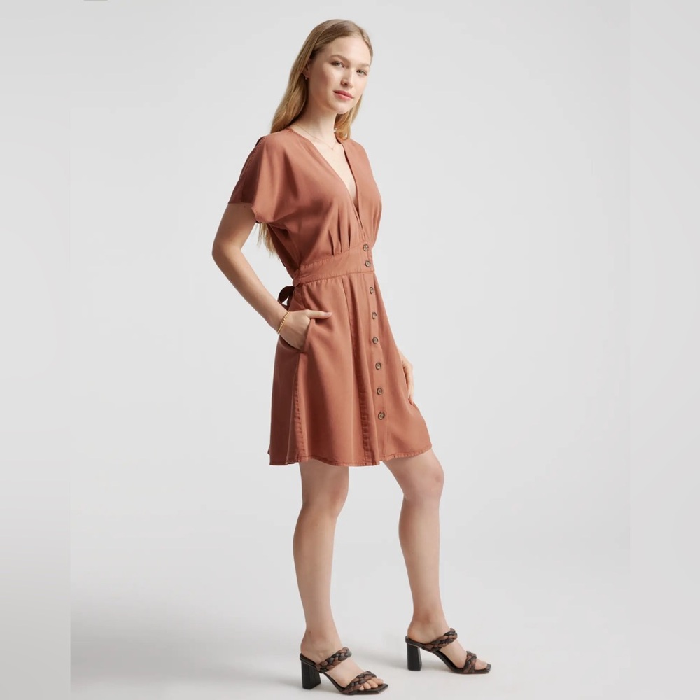 Quince vintage Wash Tencel Button Down Front Sleeve Midi Sundress in L, NWT - Picture 3 of 9